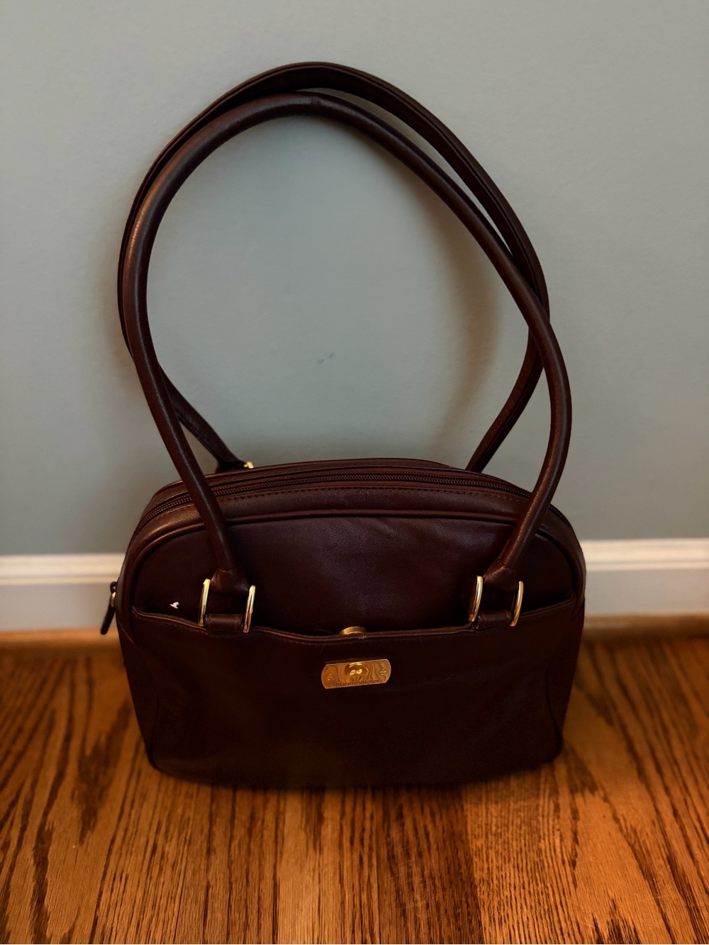 Etienne Aigner Vintage Genuine Cowhide Leather Satchel Brown Handbag